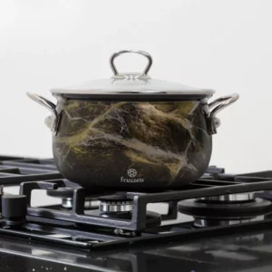 Qazan FR-6680 16-18-20 sm 3-Lü Set qara (Mərmər)